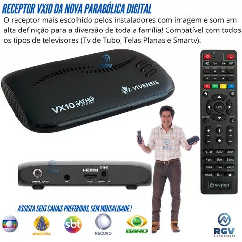 Receptor Vivensis VX10 + Instalação Profissional